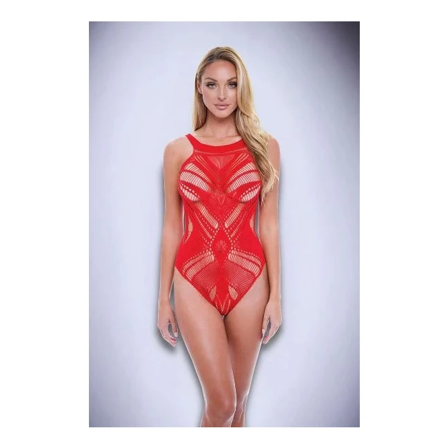 Jacquard Bodysuit - Sheer Mesh With a Woven Pattern