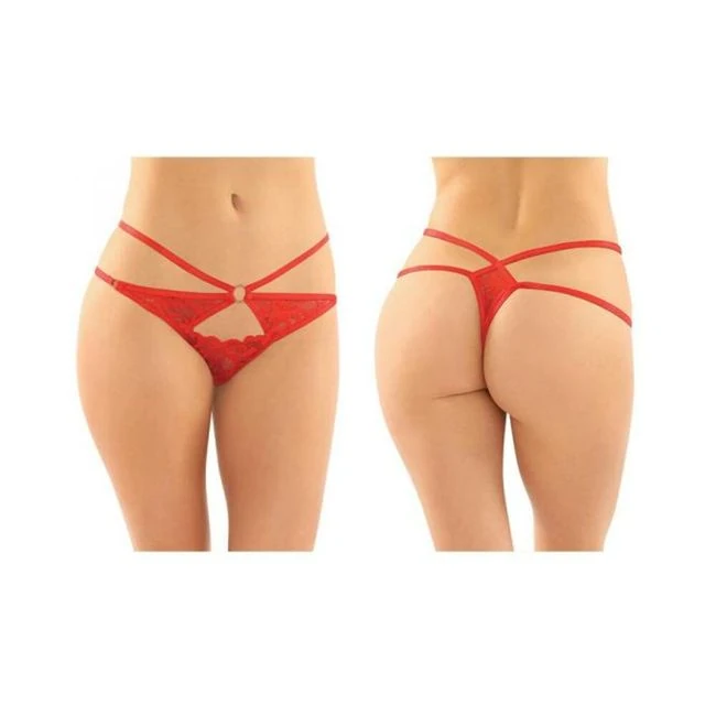 Jasmine Strappy Lace Thong With Front Keyhole Cutout 6-pack - Fabric & Feel