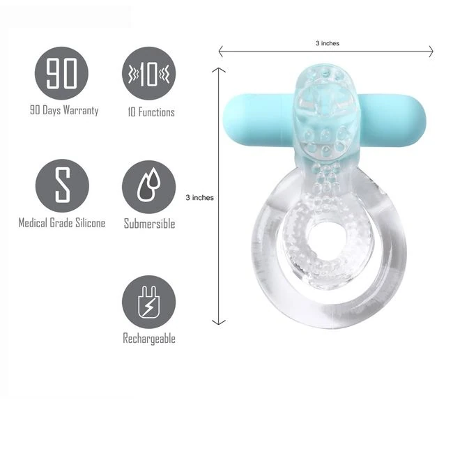 Jayden Rechargeable Vibrating Cock Ring Clear Sleeve - by Maia Toys