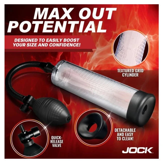 Jock Advanced Amp up Penis Pump w/ Bulb - Bulb, Tubing and Quick-Release Valve