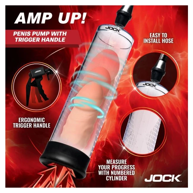 Jock Advanced Amp up Penis Pump w/ Trigger Handle - Suction, Seal and a Quick Release for Pressure