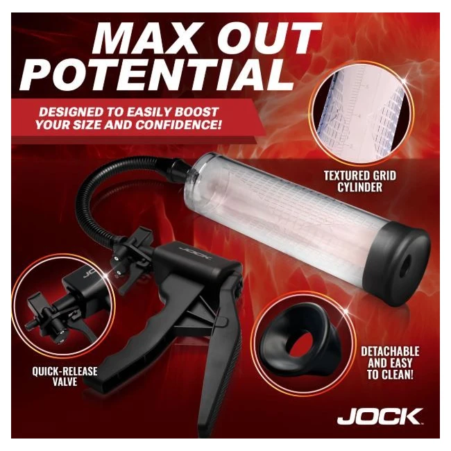 Jock Advanced Amp up Penis Pump w/ Trigger Handle - A Smooth Inner Chamber That Wipes Clean