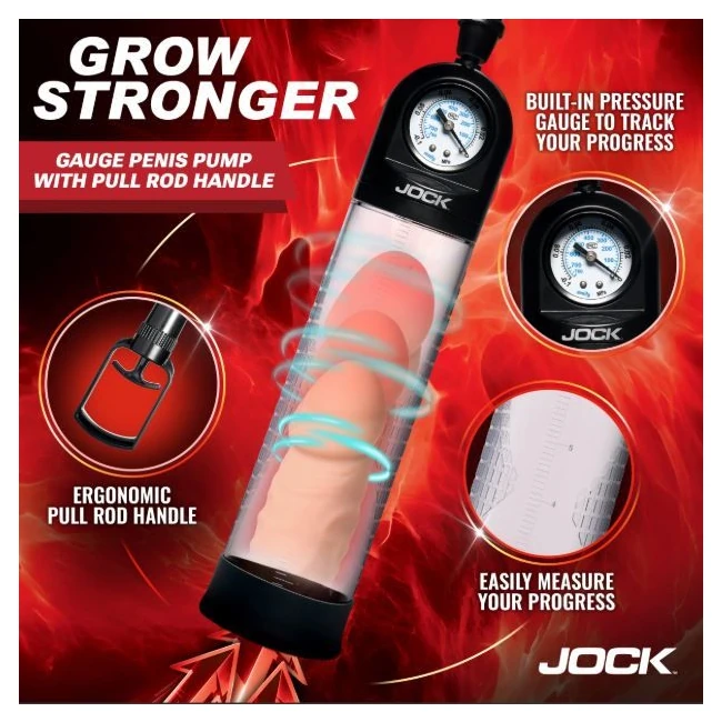 Jock Advanced Pump Up Gauge Penis Pump W/pull Handle - Grip & Control