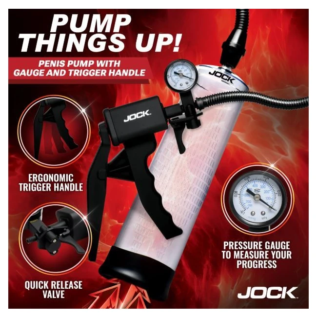 Jock Advanced Pump Up Penis Pump W/gauge &trigger Handle - Powerful and Precise Pumping
