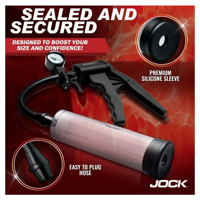 Jock Advanced Pump Up Penis Pump W/gauge &trigger Handle - Accurate Pressure Monitoring