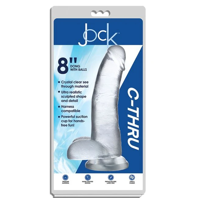 Jock C-thru 8in Clear Dildo W/ Balls Tpe - Shape & Texture