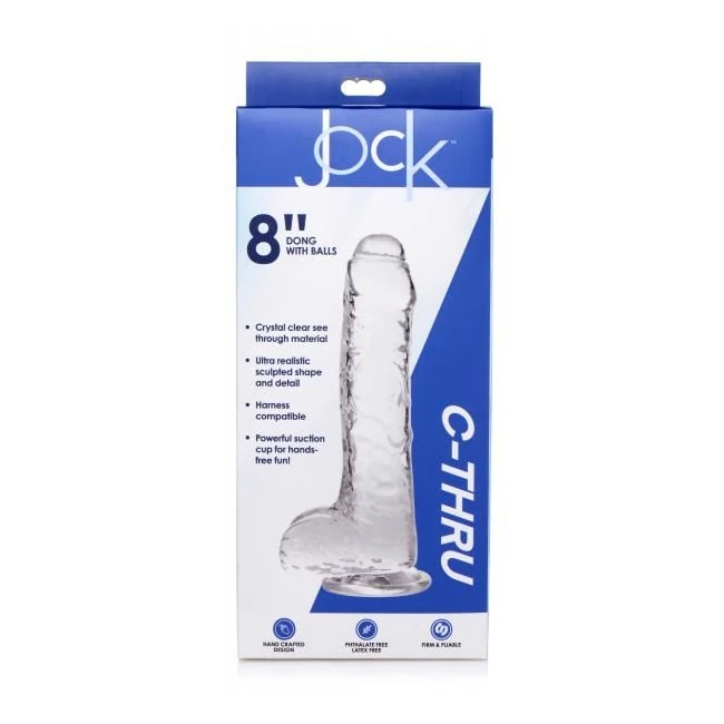 Jock C-thru Dildo with Balls - 8 Inch - Material & Feel