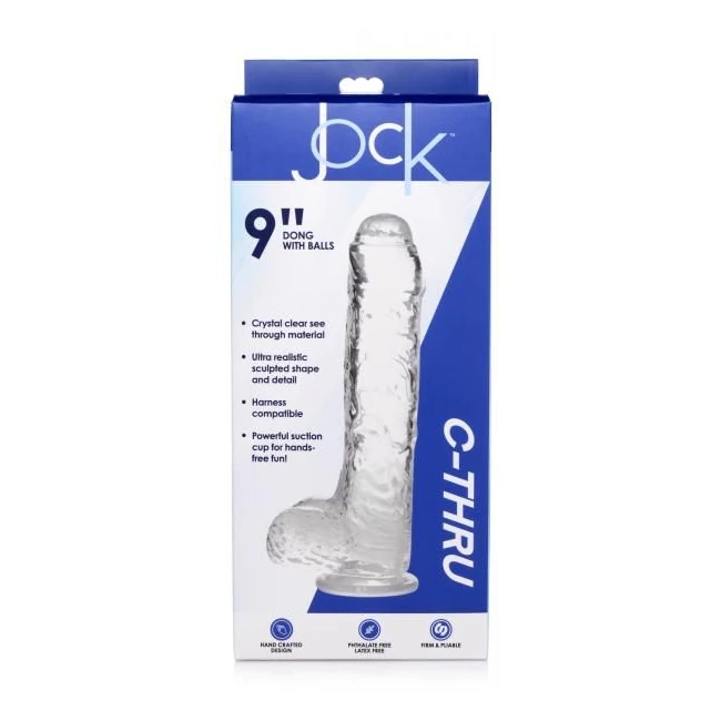 Jock C-thru Dildo with Balls - 9 Inch - Material & Feel