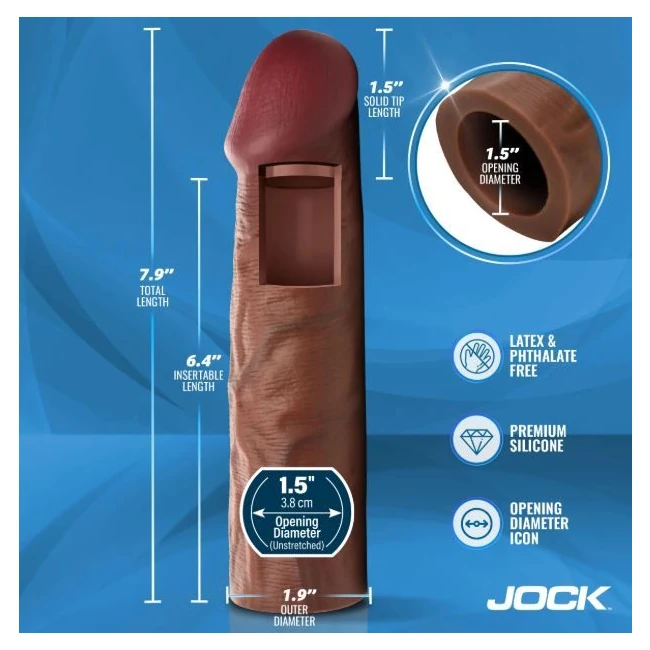 Jock Enhancers Realistic Penis Extension Dark - Measurements for Fit