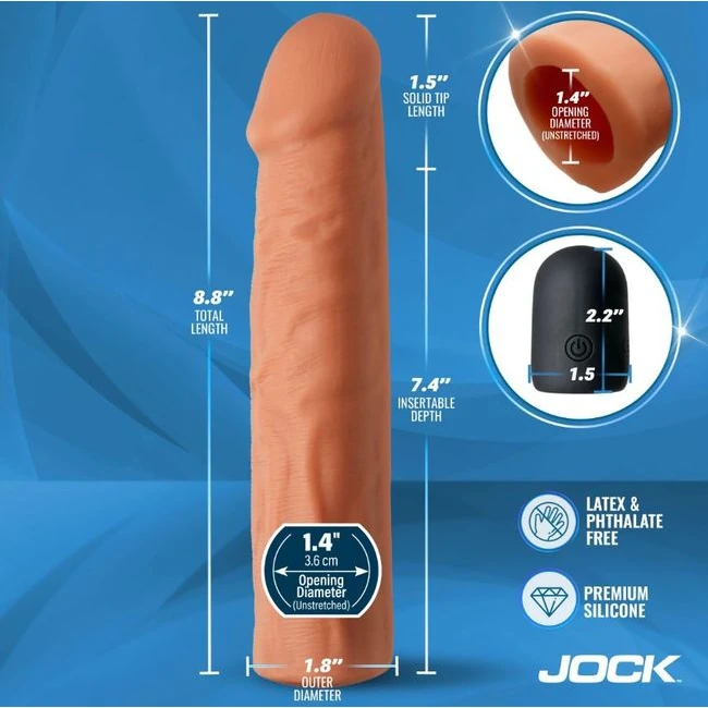 Jock Enhancers 1.5in Realistic Penis Extension Vibrating Medium - Shape & Texture