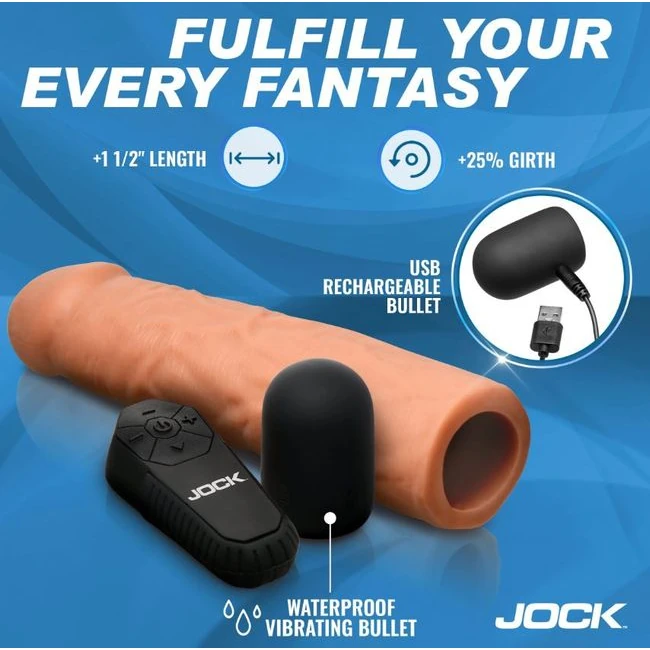 Jock Enhancers 1.5in Realistic Penis Extension Vibrating Medium - Material & Feel