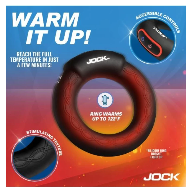Jock Enhancers Rumbling & Warming C-Ring Medium - Phthalate-Free Silicone, Shower Use and Charging