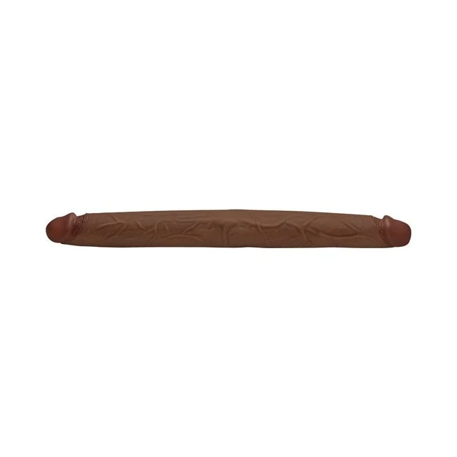 Jock Real Skin 17.75 In. Double Dildo Dark - Shape & Texture