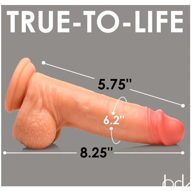 Jock Real Skin 8 Silicone Dildo w/ Balls Light " - Texture and Shape in Hand