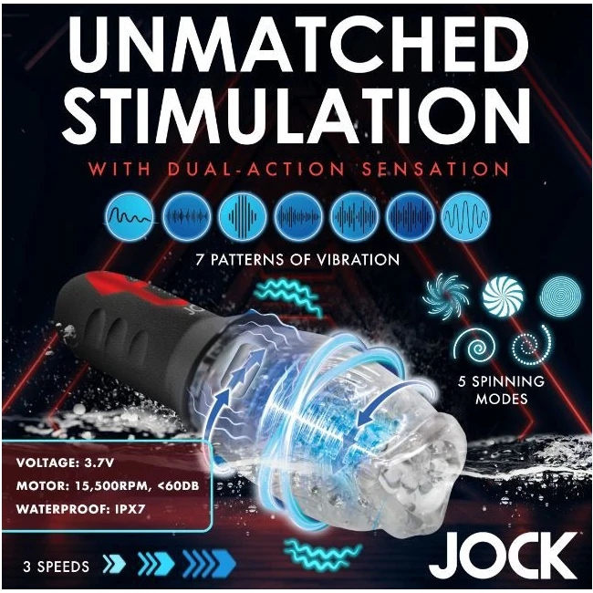 Jock Spinning & Vibrating Masturbator - Length, Width and Insertion Depth