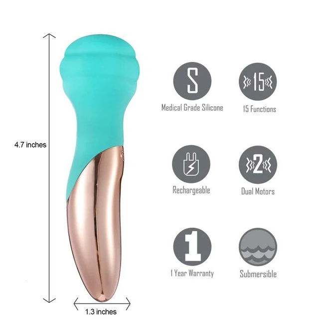Kali Dual Motor Rechargeable Vibrating Mini Wand - Two Motors Working Separately in a Palm-Sized Wand
