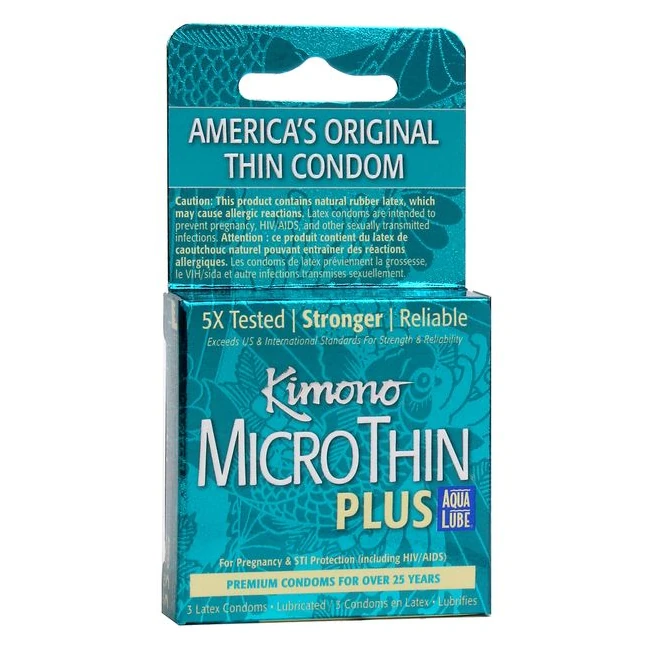 Kimono Microthin W/ Aqua Lube 3pk - Experience the Ultimate in Thinness and Comfort