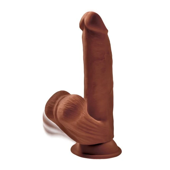 King Cock Plus 8 in Triple Density Cock W/ Balls Brown - Shape & Texture