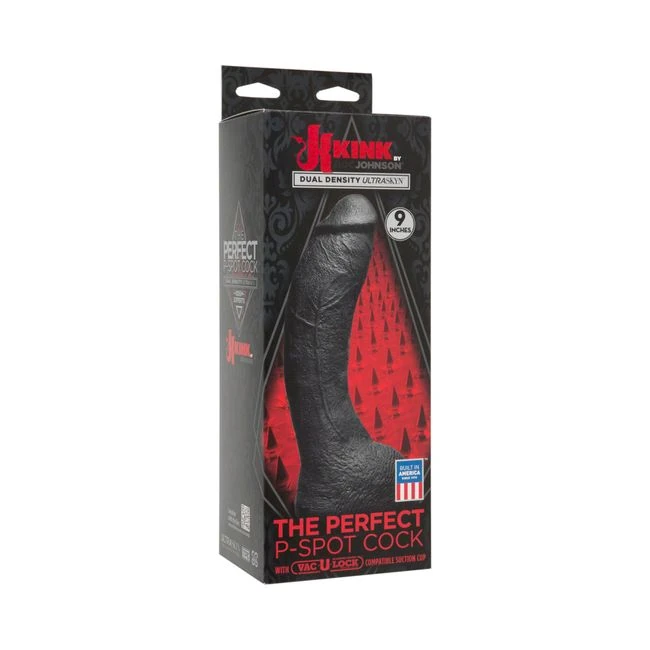 Kink the Perfect P-spot Cock 9 Inches Black Dildo - Vibration Modes