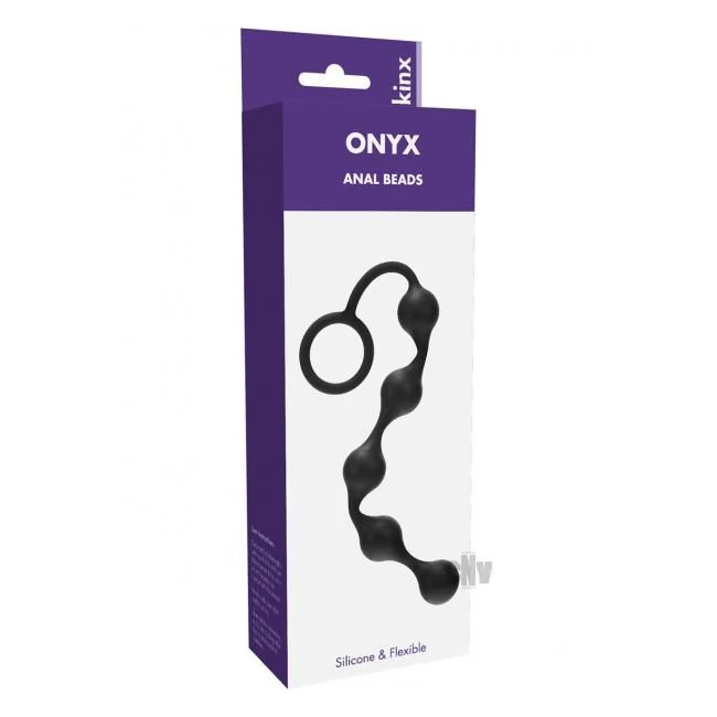 Kinx Onyx Anal Beads Black - Five Graduated Beads Along an 8-Inch Body
