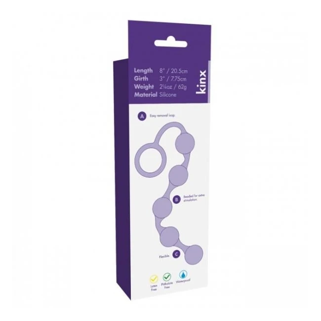 Kinx Onyx Anal Beads Black - Body-Safe Silicone With a Flared Retrieval Ring