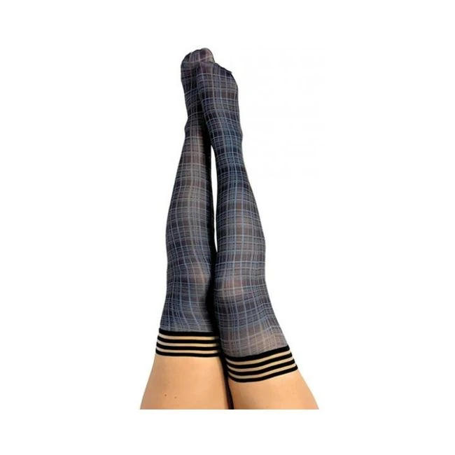 Kixies Debbie Navy Plaid - Size a - Fabric & Feel