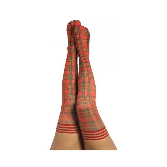 Kixies Grace Plaid Thigh-high Red Size a - Fabric & Feel