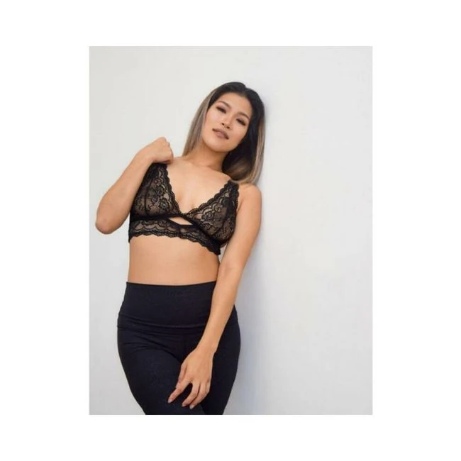 Kixies Peek-a-boo Black Lace Bralette - Fabric & Feel