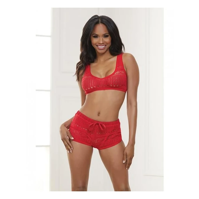 Knit Bralette & Cheeky Shorts Flame Scarlet - Fabric & Feel