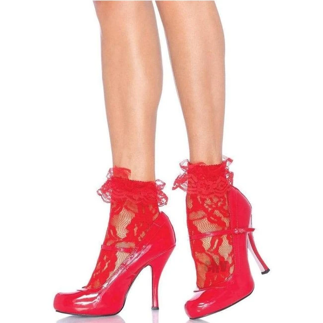 Lace Anklet with Ruffles Blk - Fit & Sizing