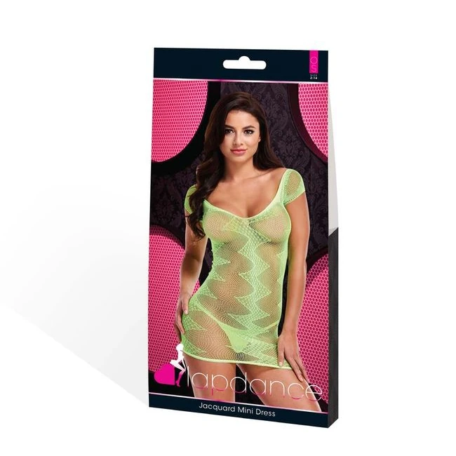 Lapdance Jacquard Mini Dress Neon Green O/s - Fit & Sizing