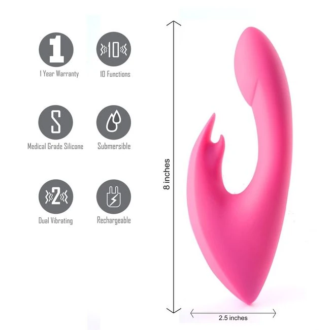 Leah Rechargeable Silicone Rabbit Massager Neon Pink - Power & Performance