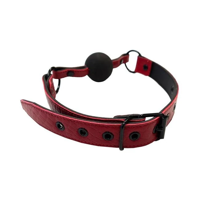 Leather Ball Gag with Rubber Ball  Burgunday & Black Accessories - Build & Quality