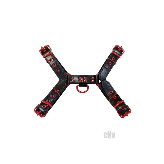 Leather O T Harness Blk/red - Material Feel