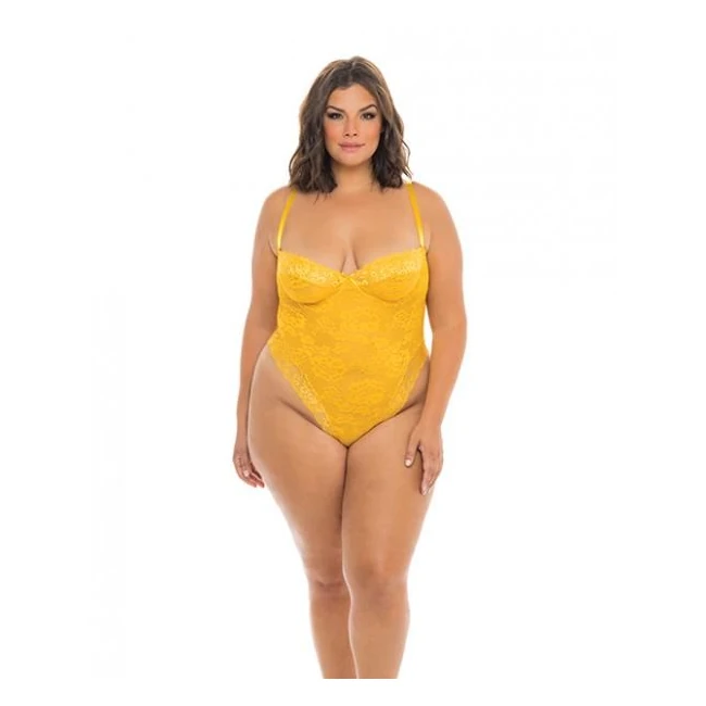Lexi High Leg Lace Teddy Gold Fusion - Fabric & Feel