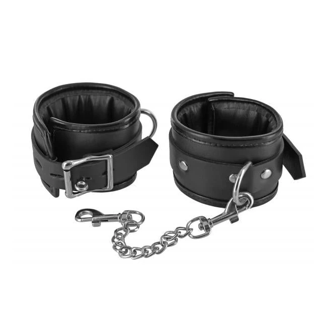 Locking Padded Wrist Cuffs with Chain Black - Build & Quality