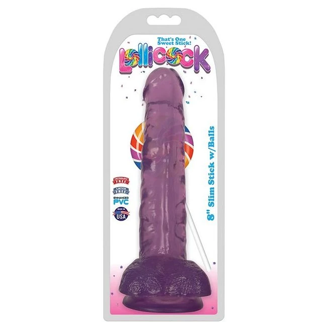 Lollicock 8 Slim Stick W/balls Grape Ice " - Shape & Texture
