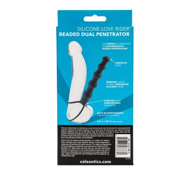 Love Rider Beaded Dual Penetrator Black - Graduated Sizing & Specifications