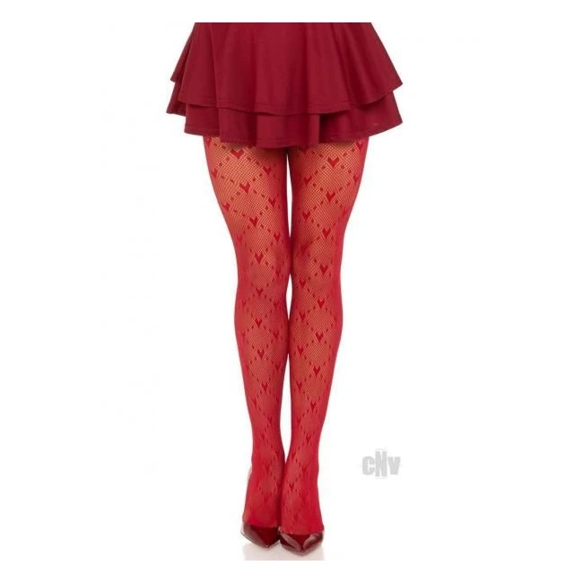 Love Struck Heart Net Tights Blk - Fabric & Feel