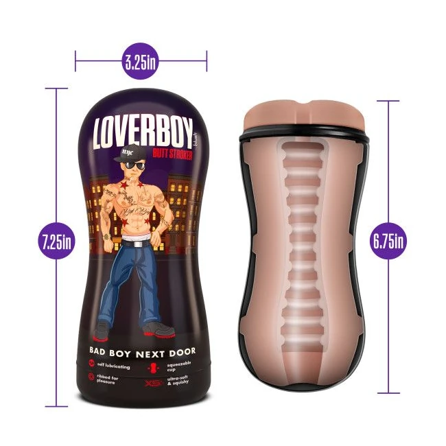 Loverboy Bad Boy Next Door Self Lubricating Stroker Beige - Material Feel and Cleanup & Care