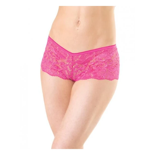 Low Rise Stretch Scallop Lace Booty Shorts - Key Details