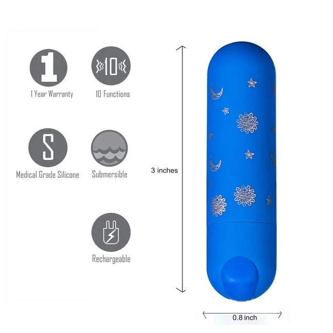 Luna Super Charged Mini Bullet W/ Stars & Moon Pattern - Introducing the Luna Super Charged Mini Bullet Vibrator