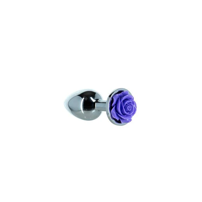 Lux Active Purple Rose 3.5in Metal Butt Plug Small - Design & Materials