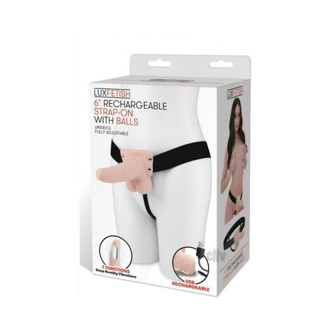 Lux F Recharge Strap on w/ Balls 6 - Shape and Texture of the 6-Inch Dildo
