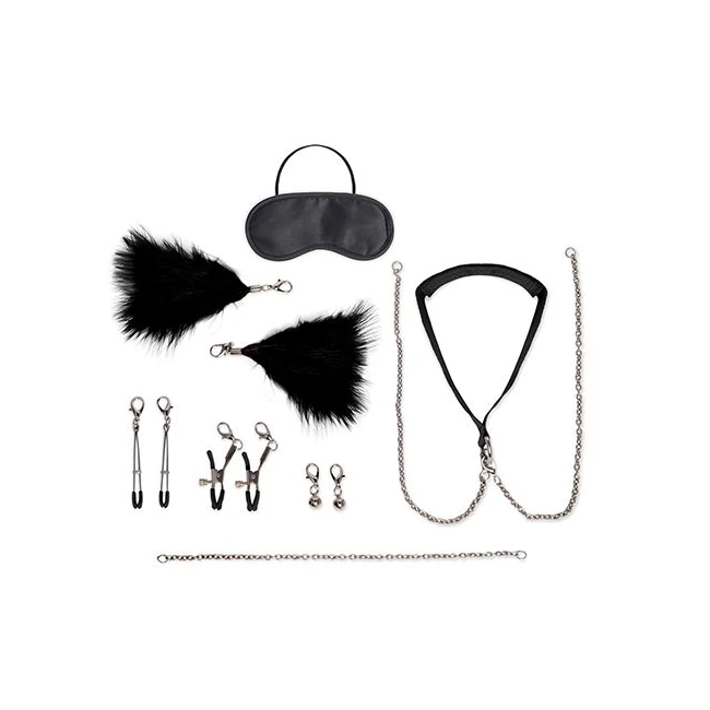 Lux Fetish 12 pc Collar & Nipple Clips Set - How the Set Works in Play