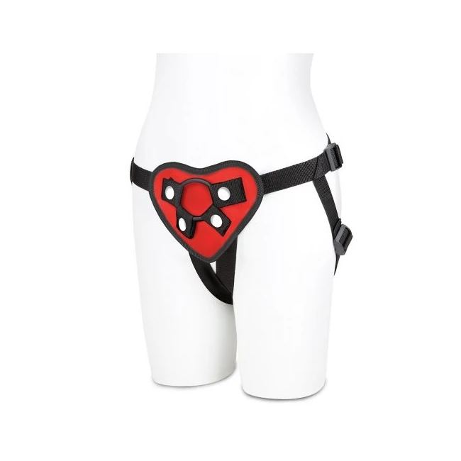 Lux Fetish Red Heart Strap on Harness - Shape & Texture