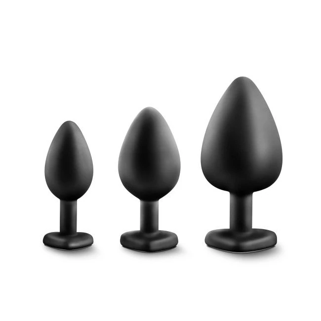Luxe Bling Plugs Training Kit Black W/ Rainbow Gems - Shape & Comfort
