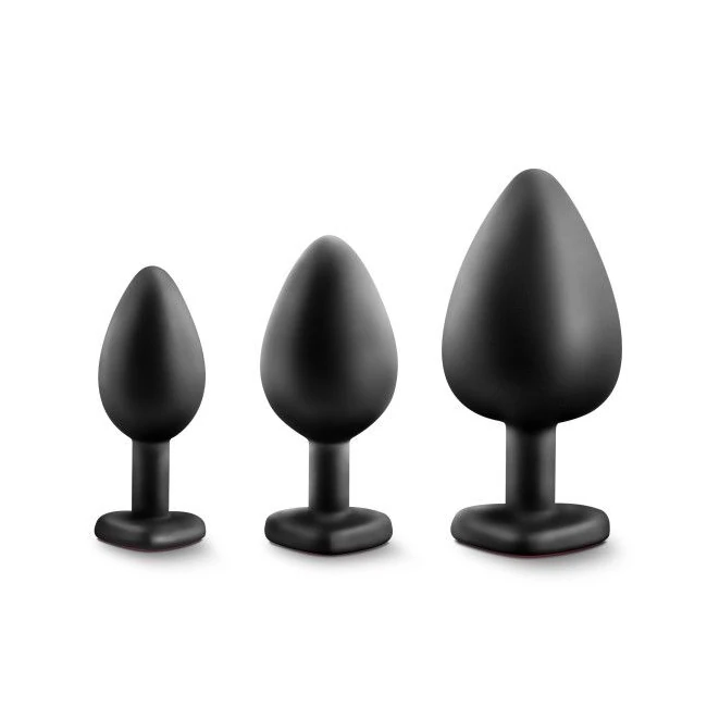 Luxe Bling Plugs Training Kit Black W/red Gems - Shape & Comfort