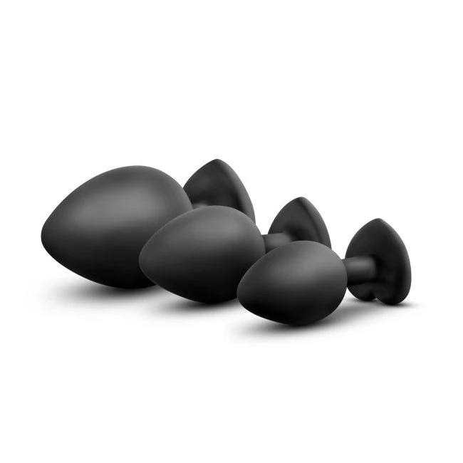 Luxe Bling Plugs Training Kit Black W/red Gems - Graduated Sizing & Usage