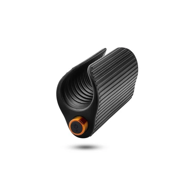 M Elite Platinum Wrapt Black - An Open-Sleeve Stroker You Squeeze to Fit